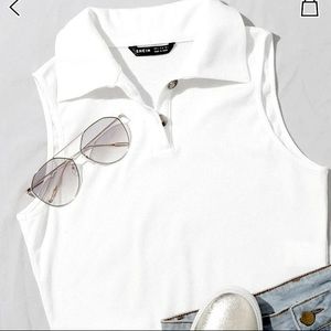 Shein sleeveless polo crop top